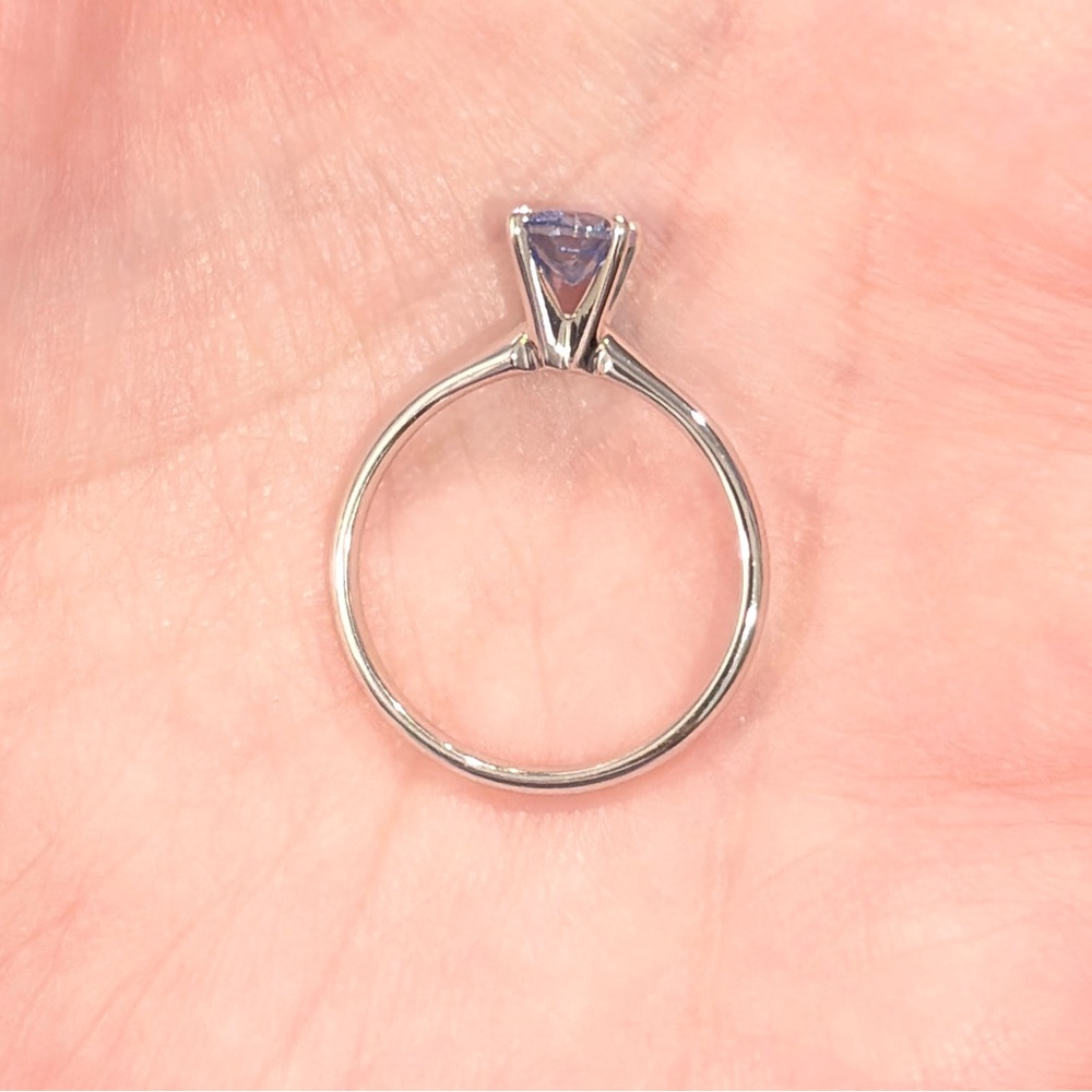 14K Natural Ice Blue Sapphire Ring, Oval Solitaire, High Setting, Engagement 7.5 - Picture 15 of 17